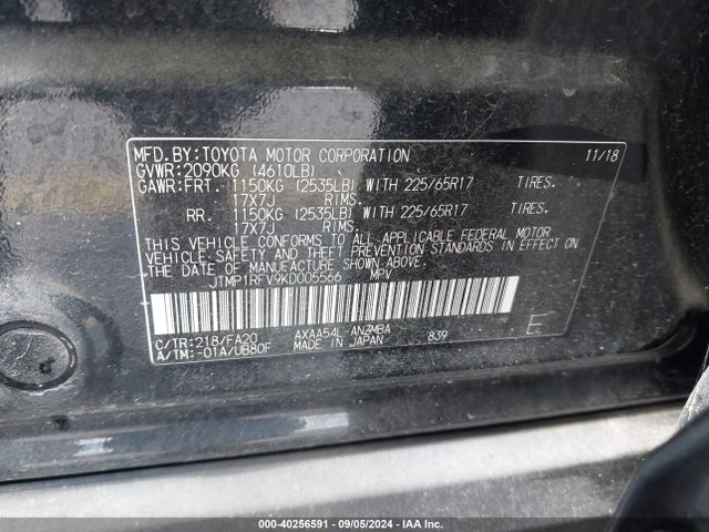 Toyota Rav4 Xle 2019 JTMP1RFV9KD005566 Image 9