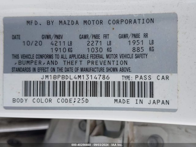 JM1BPBDL4M1314786 Mazda Mazda3 Premium