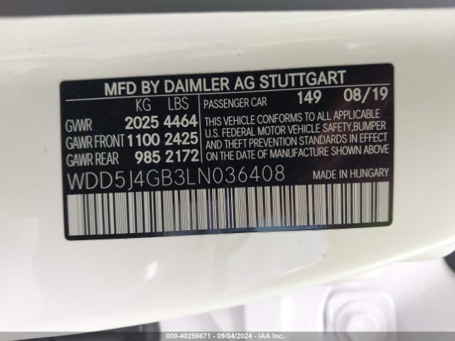 WDD5J4GB3LN036408 Mercedes-Benz CLA 250