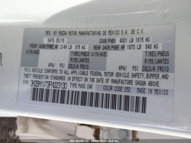 3MZBM1V73FM223130 Mazda Mazda3 I Touring