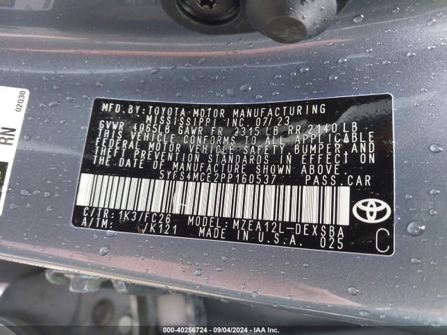 Toyota COROLLA SE 2023 5YFS4MCE2PP160537 Image 9