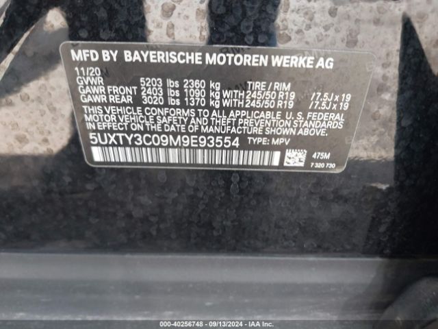 5UXTY3C09M9E93554 BMW X3 Sdrive30i