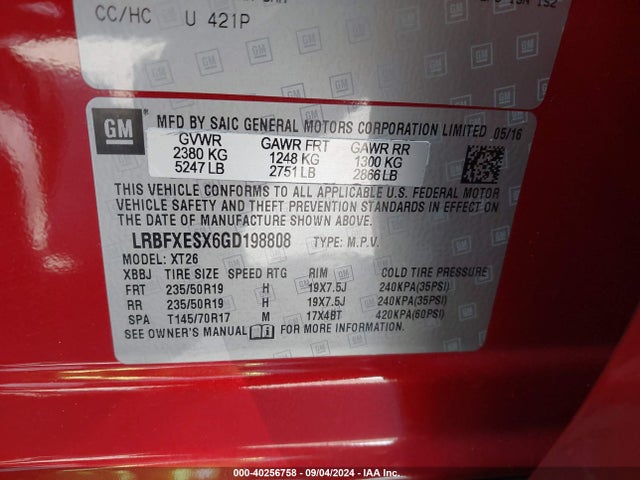 LRBFXESX6GD198808 Buick Envision Premium I