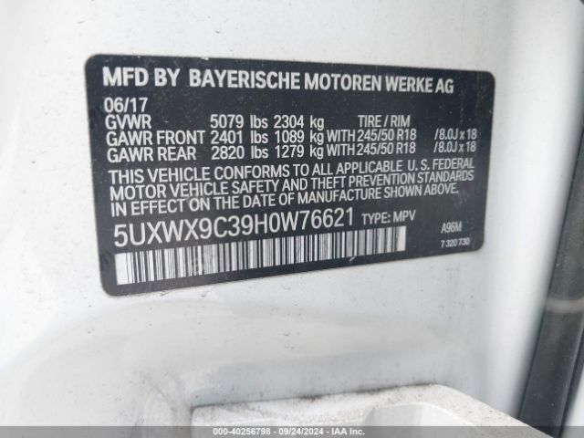 5UXWX9C39H0W76621 BMW X3 Xdrive28i