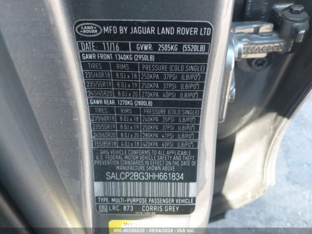 SALCP2BG3HH661834 Land Rover Discovery Sport Se