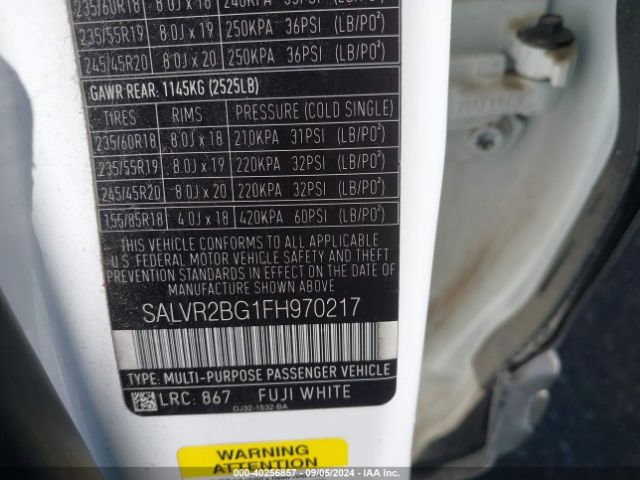 SALVR2BG1FH970217 Land Rover Range Rover Evoque Pure