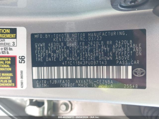 4T1C11BK3PU097143 Toyota CAMRY LE
