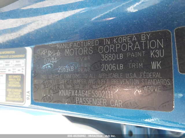 KIA FORTE LX 2015 KNAFX4A64F5302111 Image 9