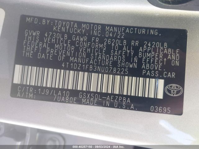 4T1DZ1FB3NU078225 Toyota AVALON LIMITED