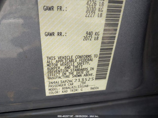 Nissan Altima 2.5 Sl 2017 1N4AL3AP2HC213525 Image 9