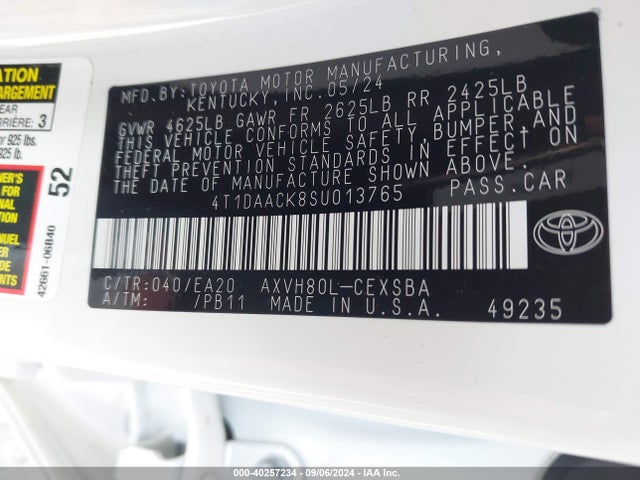 Toyota CAMRY SE 2025 4T1DAACK8SU013765 Image 9