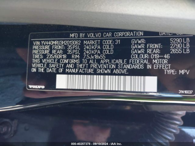 YV440MRU3H2013062 Volvo Xc60 T5 Inscription
