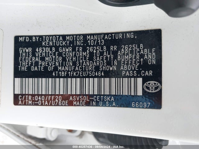 Toyota CAMRY SE 2014 4T1BF1FK7EU750464 Image 9