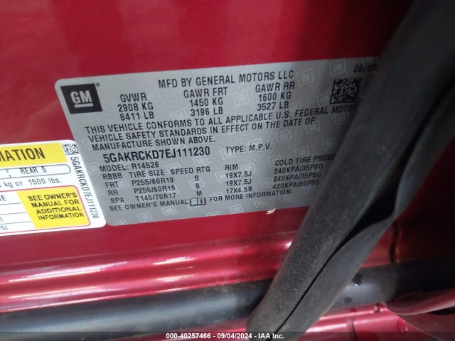 5GAKRCKD7EJ111230 Buick Enclave Premium