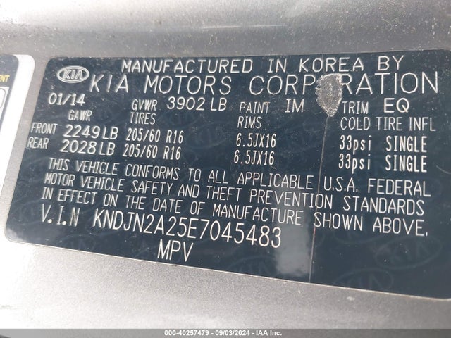 KIA Soul 2014 KNDJN2A25E7045483 Image 9