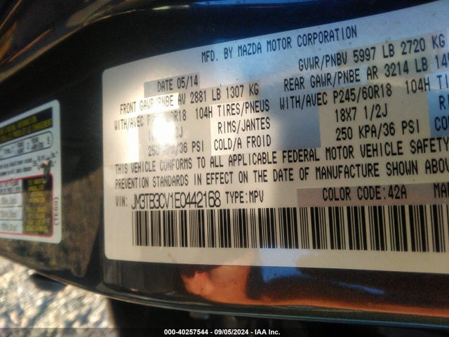 JM3TB3CV1E0442168 Mazda Cx-9 Touring
