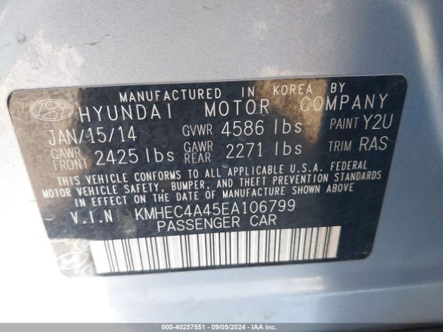 KMHEC4A45EA106799 Hyundai Sonata Hybrid Limited