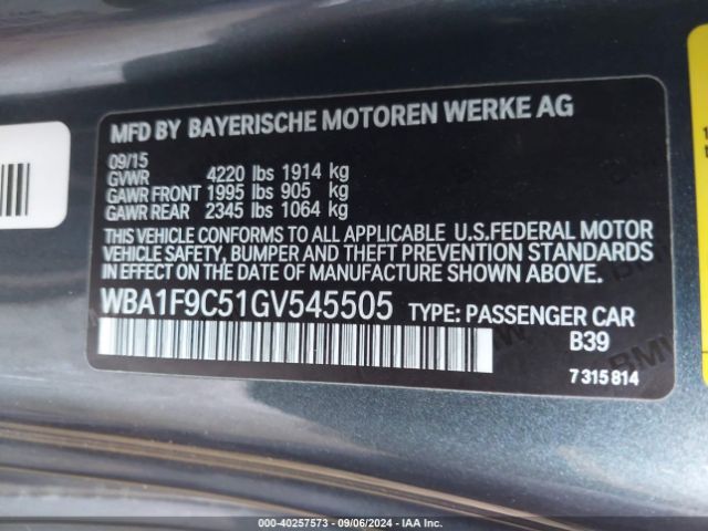 WBA1F9C51GV545505 BMW 228I