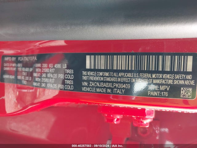 ZACNJBABXLPK99409 Jeep Renegade Upland 4x4