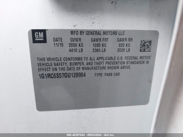 Chevrolet VOLT LT 2016 1G1RC6S57GU128984 Image 9