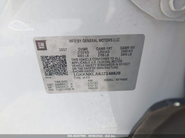 1GKKNKLA8JZ148828 GMC Acadia Sle-1