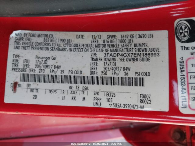 3FADP4GX7EM186993 Ford FIESTA ST