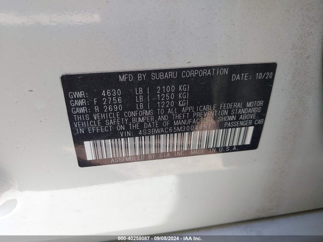 4S3BWAC65M3004451 Subaru Legacy Premium