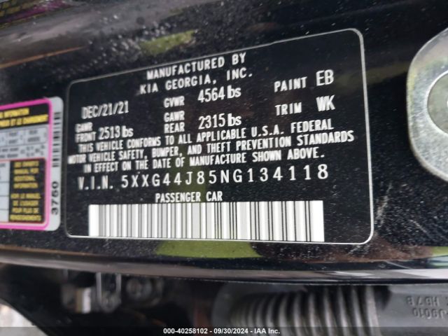 5XXG44J85NG134118 KIA K5 Gt