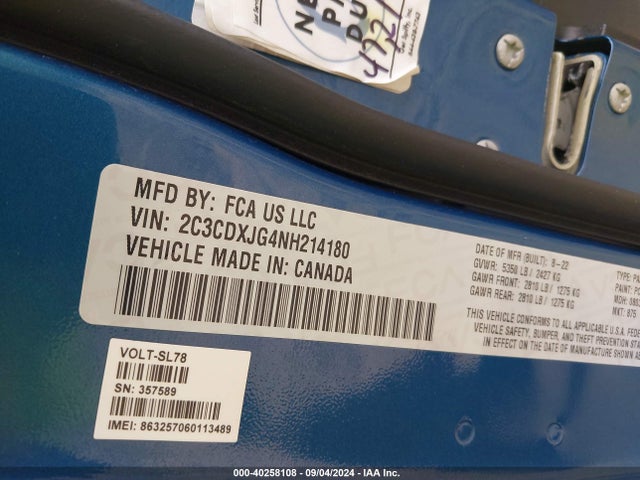 Dodge Charger Sxt Awd 2022 2C3CDXJG4NH214180 Image 9