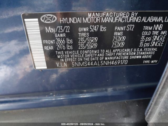 5NMS44AL5NH469170 Hyundai Santa Fe Limited