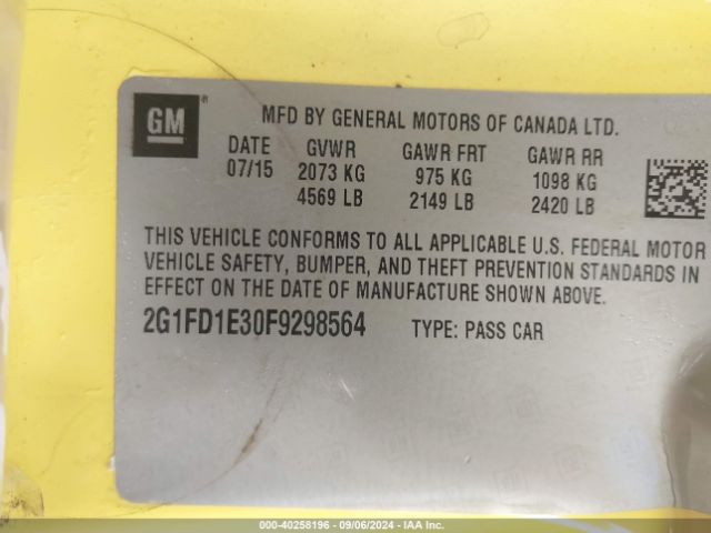 2G1FD1E30F9298564 Chevrolet Camaro 1lt