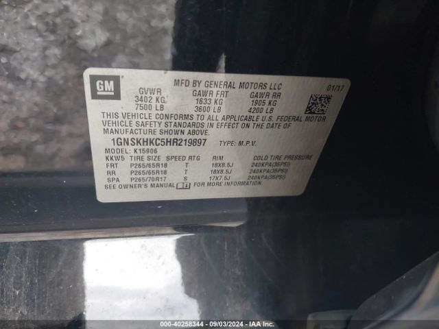1GNSKHKC5HR219897 Chevrolet Suburban Lt