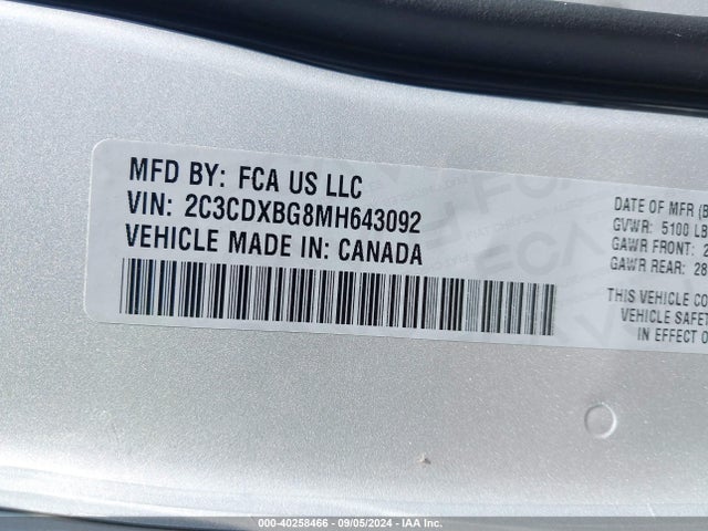 Dodge Charger Sxt Rwd 2021 2C3CDXBG8MH643092 Image 9
