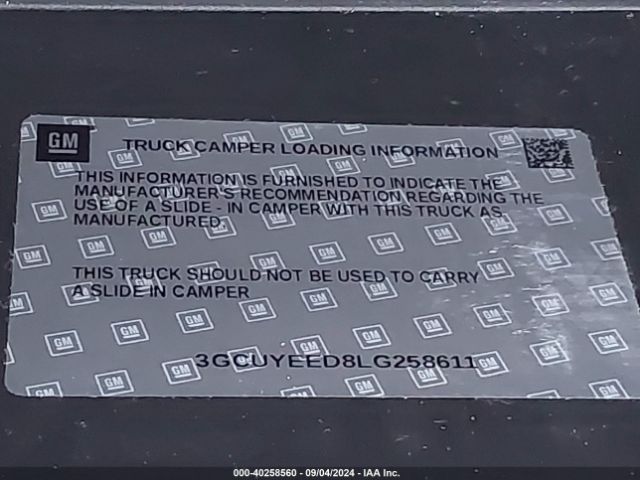3GCUYEED8LG258611 Chevrolet Silverado 1500 4wd  Short Bed Rst