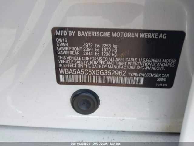 WBA5A5C5XGG352962 BMW 528I