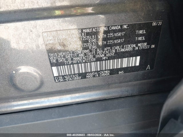 Toyota Rav4 Xle 2020 2T3P1RFV7LW122308 Image 9
