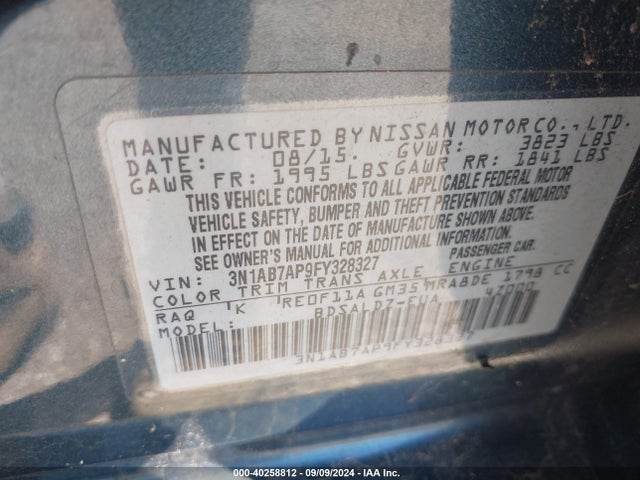 Nissan SENTRA SV 2015 3N1AB7AP9FY328327 Image 9