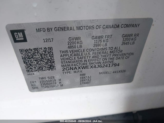 Chevrolet Equinox Premier 2018 2GNAXWEX4J6241794 Image 9