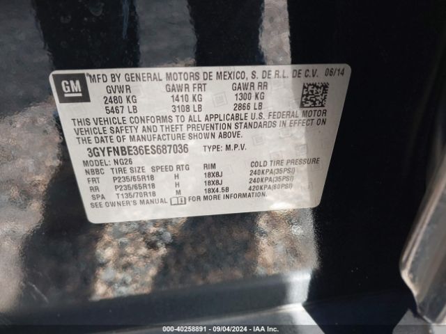 3GYFNBE36ES687036 Cadillac Srx Luxury Collection