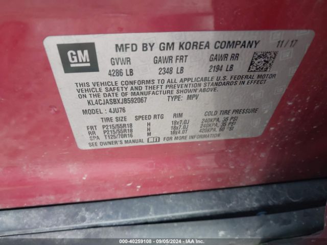 KL4CJASBXJB592067 Buick Encore Preferred