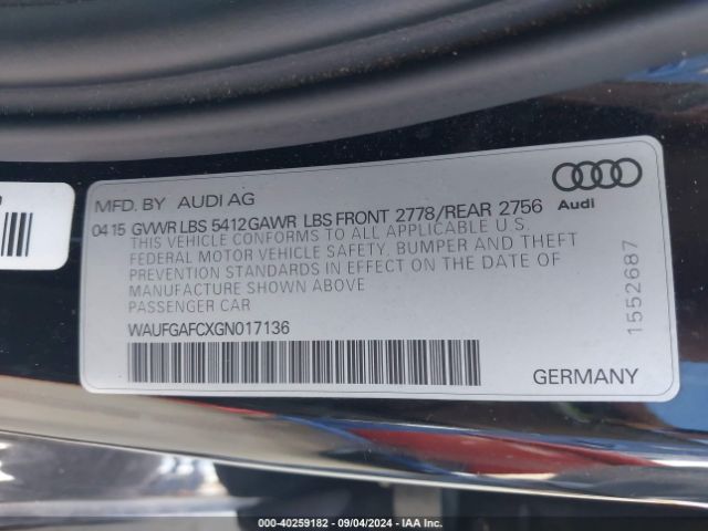 WAUFGAFCXGN017136 Audi A6 3.0t Premium Plus