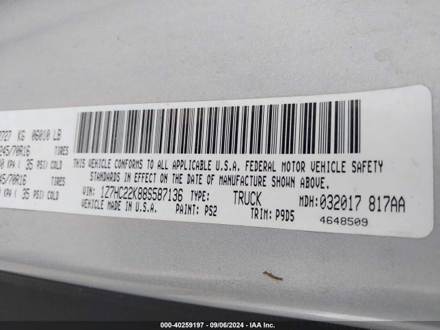 2008 MITSUBISHI RAIDER 1Z7HC22K88S587136 Photo 8