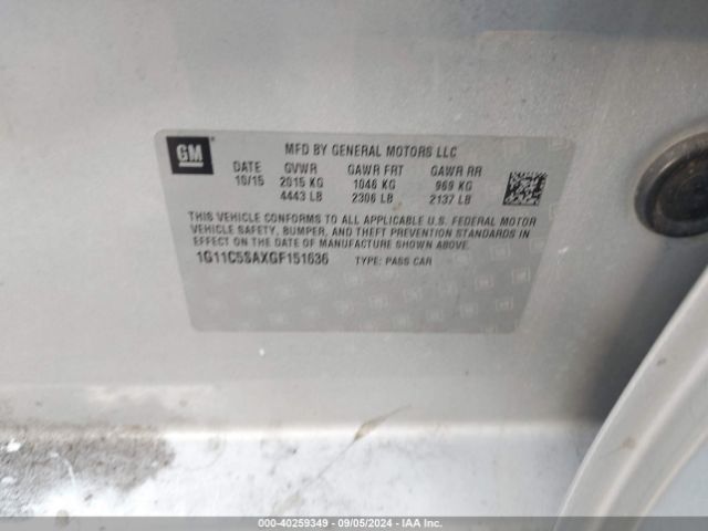 1G11C5SAXGF151636 Chevrolet Malibu Limited Lt