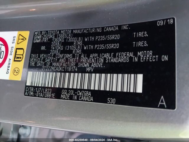 2T2ZZMCA0KC118174 Lexus RX 350