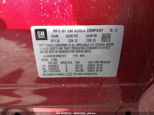 KL4MMDS21PB027311 Buick Encore Gx Select Fwd