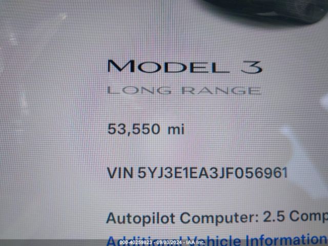 5YJ3E1EA3JF056961 Tesla Model 3 Long Range/mid Range