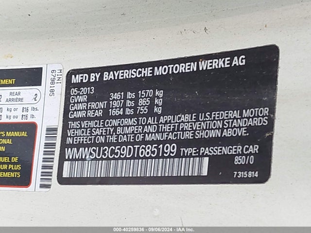 2013 MINI HARDTOP WMWSU3C59DT685199 Photo 8