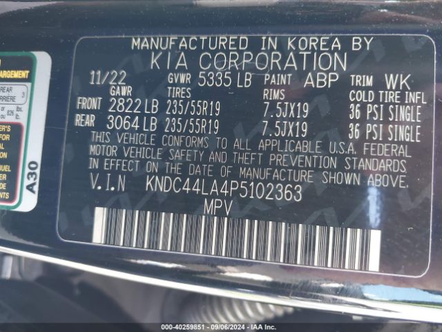 KNDC44LA4P5102363 KIA Ev6 Gt-line