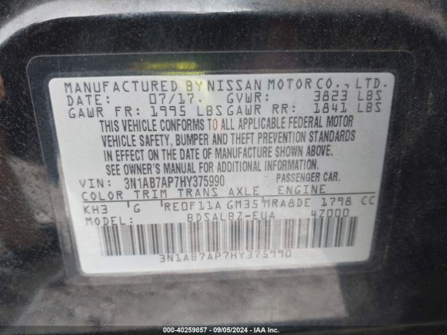 3N1AB7AP7HY375990 Nissan SENTRA S