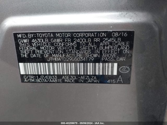 JTHBA1D29G5034179 Lexus IS 200T